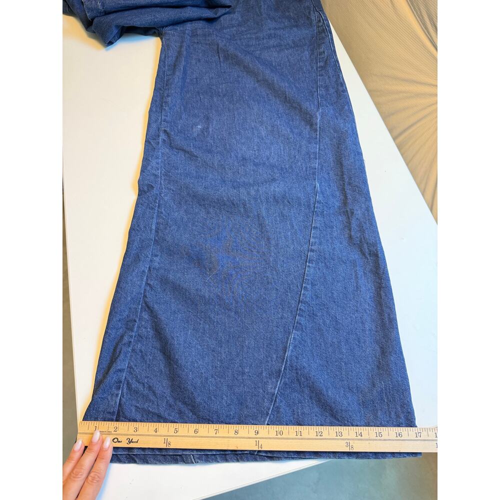 Free People Equinox Denim Trousers Size 28 Wide Leg Jeans Blue Slouchy Pleated - Picture 16 of 16